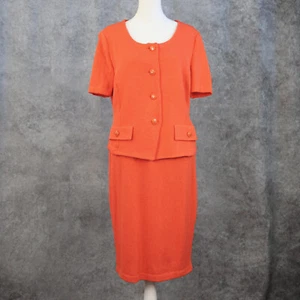 ST JOHN by Marie grau hellorange Kurzarm Strick Top und Rock Set - Bild 1 von 10