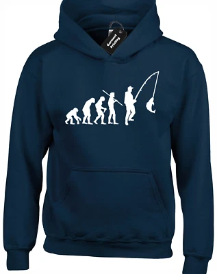 EVOLUTION OF FISHERMAN HOODY HOODIE FISHING BIG TALL SIZES FISHING GIFT IDEA TOP - Image 1 of 4