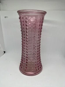 Vintage XL Hobnail Vase ~ Fenton DPS ~ Dots ~ Translucent Pink Glass 9.75" - Picture 1 of 11