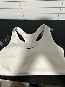 Sujetador deportivo acolchado soporte medio Nike M Center Swoosh para mujer BV3636 blanco nuevo con etiquetas - Imagen 1 de 6