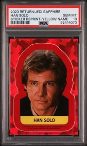 Star Wars ROTJ Chrome Sapphire 2023 Character Sticker Card Han Solo PSA 10 - Bild 1 von 2
