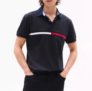 NWT Tommy Hilfiger Men's Regular Fit Embroidered Tonal Stripe Stretch Mesh Polo - Picture 1 of 91