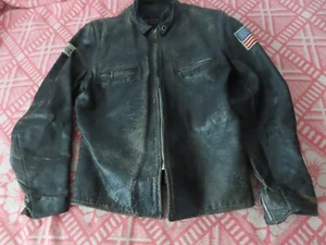 60s Brooks Cafe Racer Leather Distressed Motorcycle Biker Talon Jacket patches - Picture 1 of 15
