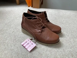 BRAND NEW VALERIA'S SOFT BROWN LEATHER SHOES LACE UP TRAINERS CASUAL UK 4 ZZ - Picture 1 of 10