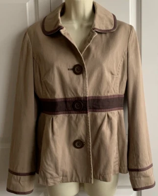 Chaqueta Boden Mujer Talla 8 Beige-Marrón Rayas, Botones Grandes, Forrada Foto 1 de 4