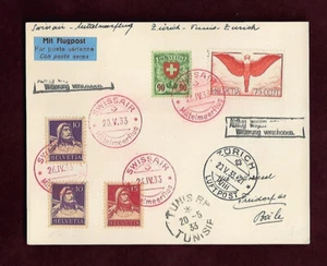 Swissair 20.V.1933 vuelo Mediterráneo clima pospuesto Zurich Túnez retr; 62142 - Imagen 1 de 2