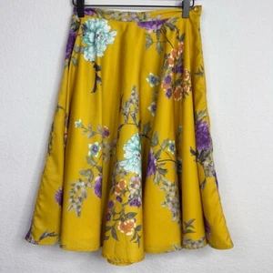 ModCloth Skirt Womens S Yellow Floral A-Line Lined Romantic Coquette Feminine - Picture 1 of 11