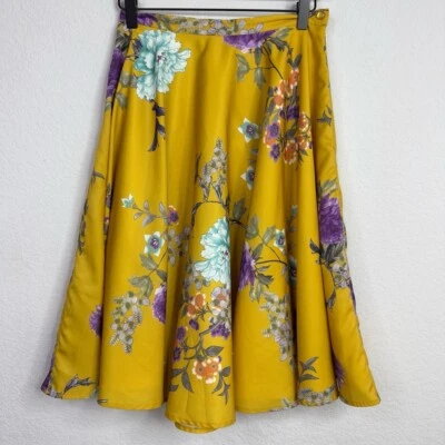 ModCloth Skirt Womens S Yellow Floral A-Line Lined Romantic Coquette Feminine - Image 1 of 4