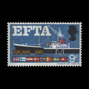 Gran Bretaña 1967 (Variedad) 9d AELC fósforo falta verde - Imagen 1 de 2