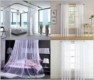 2 Grandi Pannelli in Pizzo Bianco per Letti/Tenda Finestre, ciascuno 110"x 98" 280cmX250cm - Foto 1 di 12