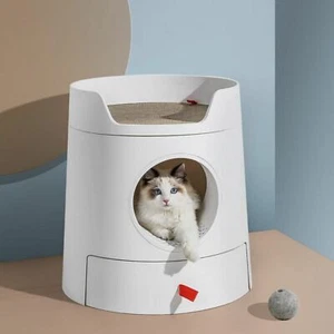 Mayitwill Cat Castle Semi Closed Litter Box with Scoop - Picture 1 of 12