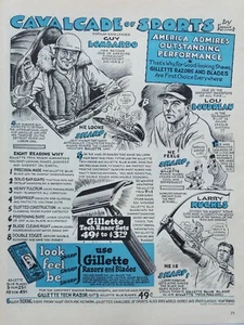 1947 vintage Gillette print ad. With Guy Lombardo, Lou Bordeau, Larry Hughes - Picture 1 of 1