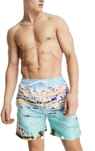 Aeropostale bauli da nuoto da uomo taglia grandi stampa scenica costiera nuovi con etichette - Foto 1 di 5