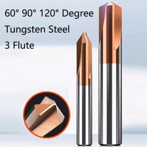 60° 90° 120° Degree Carbide Chamfer End Mill 3 Flute 3mm-12mm Milling Cutter - Picture 1 of 10