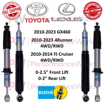 Juego Amortiguadores Bilstein 0-2.5" Delanteros RHA 0-2" Elevación Trasera Para 4Runner FJ Cruiser GX460 Foto 1 de 4