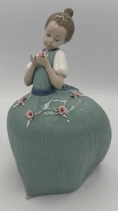 Vintage 1981 Lladro "Daisa" Mädchen im grünen Puffy Dress große Porzellan Figur LESEN - Bild 1 von 13