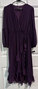 NWT Maison Tara Faux Wrap Ruffle Maxi Dress Size 8 Romantic Wedding Guest Plum - Picture 1 of 11