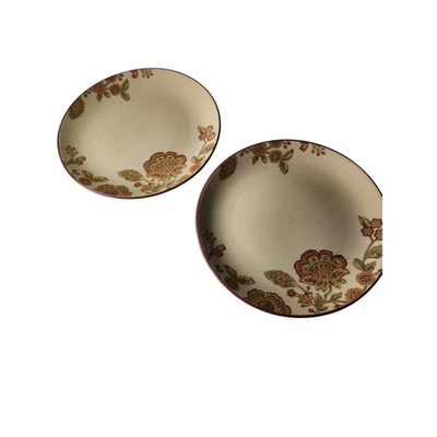 222 QUINTO "Rojo Jacobino" Bronceado Beige Floral 11" Juego de 2 Platos de Cena Foto 1 de 4