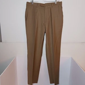 Santorelli Romeo Luxury Serge Tan Wool Dress Pants Mens Sz 33X32 Made In Italy - Picture 1 of 10