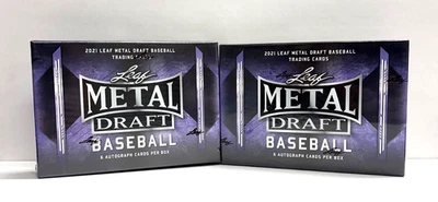 2021 Leaf Metal Draft Baseball 6 Autos Factory Sealed Hobby Box Lot of 2 - Image 1 of 3