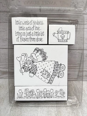 Juego de 4 estampillas vintage Stampin Up - Angel Bunny - Juego de 4 estampillas de goma de hadas Foto 1 de 3