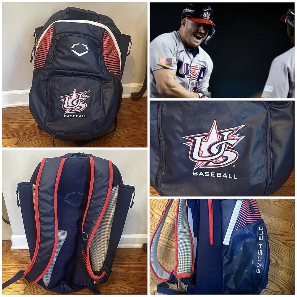 Equipo de béisbol de Estados Unidos Emitido Juego Viaje No Nike Evoshield Mochila Trucha Foto 1 de 1