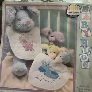 NOS 2007 Dimensions Baby Hugs # 73260 Baby Farm Friends BIBS Cross Stitch Kit ** - Picture 1 of 3