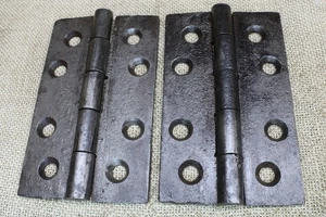 2 Old Door Extra Long Hinges 5 X 3" 1850’s Vintage Rustic Heavy Duty Cast Iron - Picture 1 of 10