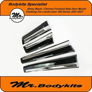 Toyota Landcruiser 200 Series 2007-2021 Gloss Black/Chrome Body Door Mould Trim - Bild 1 von 11