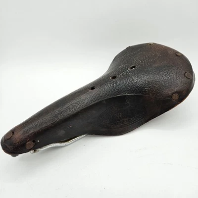 Sillín de bicicleta de cuero Wrights vintage W3N marrón Inglaterra remachado asiento de bicicleta de carretera Foto 1 de 4