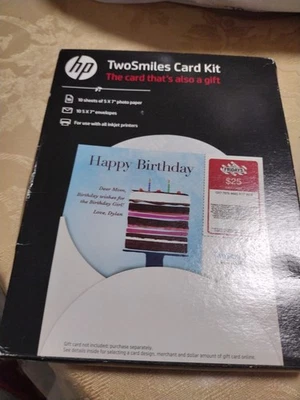 HP Two Smiles Card Kit; 10 Sheets of 5x7 Photo Paper and Envelopes ( Never Open) - Image 1 of 4