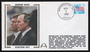 PRESIDENT GEORGE H.W. BUSH GATEWAY "ELECTION DAY" POSTAL CACHET ENVELOPE (1988) - Picture 1 of 3