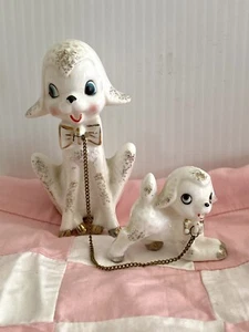 Anthropomorphic Ucagco Japan Ceramic Lamb Sheep Chain Set Figurine Easter Vtg - Picture 1 of 9