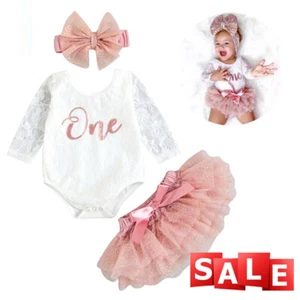 1st Birthday Outfit Baby Girls Frilly Tutu Dress Skirt Cake Smash Photoshoot - Picture 1 of 11