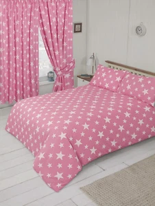 STARS PINK BEDDING OR CURTAINS OR BEAN BAG COVER BOLD PASTEL OFF WHITE - Picture 1 of 4