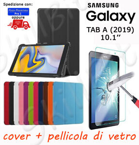 CUSTODIA COVER STAND PELLE PER SAMSUNG GALAXY TABLET TAB A (2019) 10.1'' + VETRO