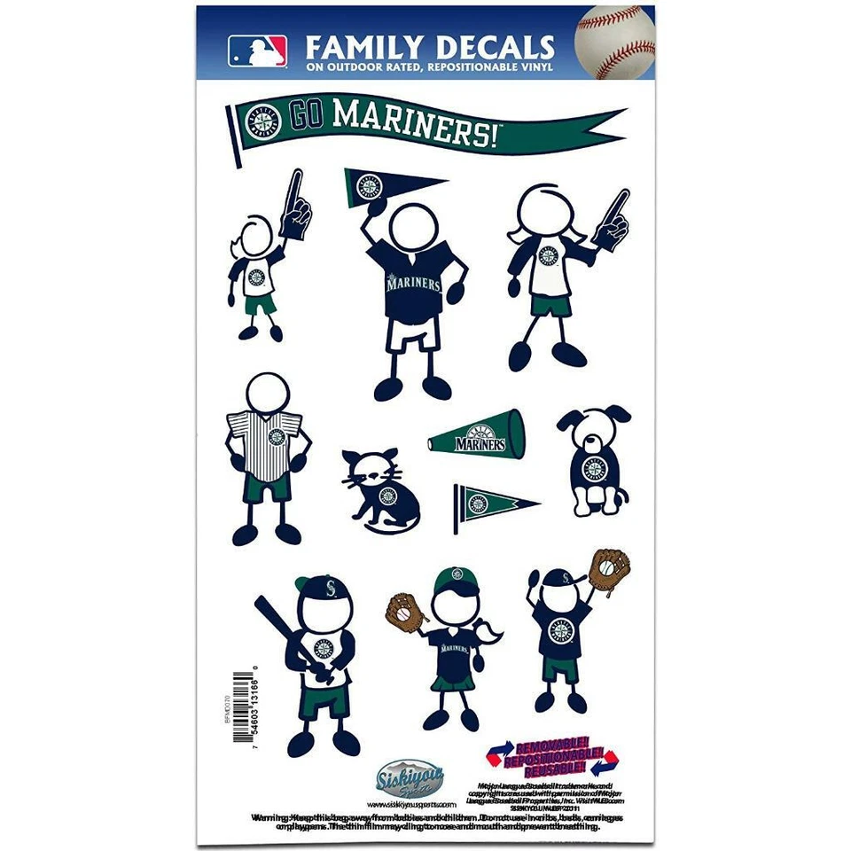 Seattle Mariners Medium Family Decals 9 Pack (NEW) MLB Auto Car Sticker Emblem - Image 1 of 1
