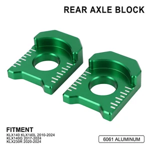 KLX 140 Rear Axle Block Chain Adjuster CNC For KLX140 KLX140L 2010-2024 Green - Picture 1 of 7