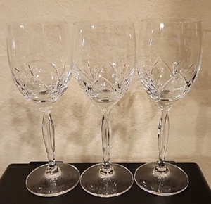 VTG MIKASA~PLIE~ELEGANT CUT GLASS STEMWARE WATER GOBLETS SET OF 3 GUC! - Picture 1 of 9