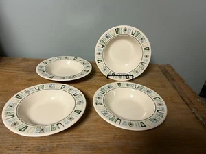 MCM Atomic STARBURST Taylorstone Cathay 6" BERRY BOWLS Set of 4 Geometric - Picture 1 of 4