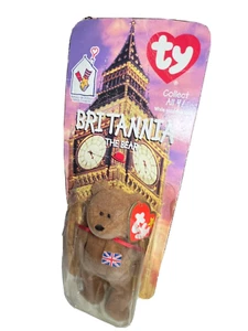 McDonalds Ty Beanie Babys Britannia der Bär 1997 ** seltene Etikett Verpackungsfehler - Bild 1 von 12