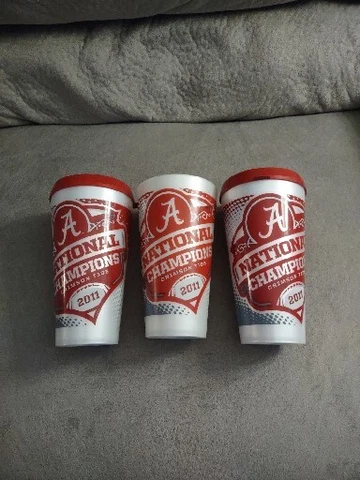 3 ThermoServ Tumblers Alabama 2011 National Championship Roll Tide 2 Cup W/ Caps Cover