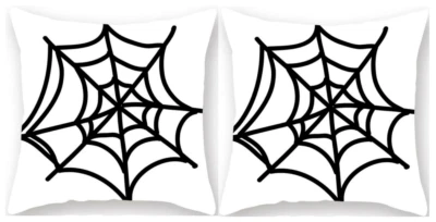 Capa de travesseiro 2 arremessos preta branca teia de aranha almofada de Halloween sofá estojo - Imagem 1 de 3