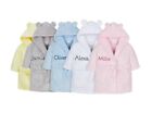 Embroidered Baby Bath Robe Personalised Dressing Gown Hood Boy Girl 0-24 Months