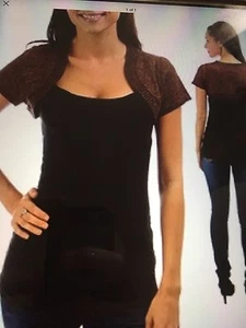 NWT metallic brown & copper sparkle SHORT SLEEVED sweater shrug/Small/Sz. 5 - Picture 1 of 1