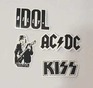 *4* New Classic Rock AC/DC KISS IDOL Waterproof Water Bottle Vinyl Stickers B/W - Picture 1 of 2