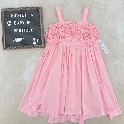 Новый с Ярлыками ISOBELLA & CHLOE розовый вязаный розетка платье размер 7 - Изображение 1 из 3