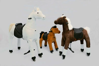 Antrieb durch Reitbewegung S M L-2 Reitpony auf  Rollen  Rollpferd Plüschpferd - Bild 1 von 4