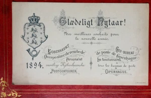 CARTE DE VOEUX DES POSTES COPENHAGUE - COPENHAG POST OFFICE  HAPPY NEW YEAR 1894 - Picture 1 of 2