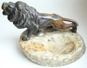Vintage Mid Century Modern Brass Lion Figurine Ashtray Decor Decoration - Picture 1 of 10